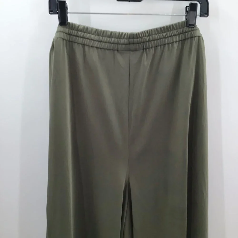 Lane Bryant Wide Leg Pants Sz 26/28W Stretchy Silky Green Elastic Waist Pull On